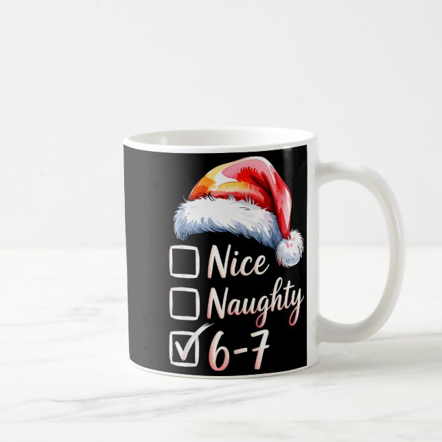 Caneca De Café 6-7 Meme Funny Christmas Retro Santa Hat Xmas 6 7  (Direita)