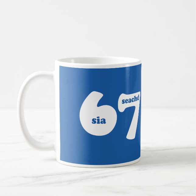 Caneca De Café 6 7 with Gaelic number 6 sia and 7 seachd  (Esquerda)