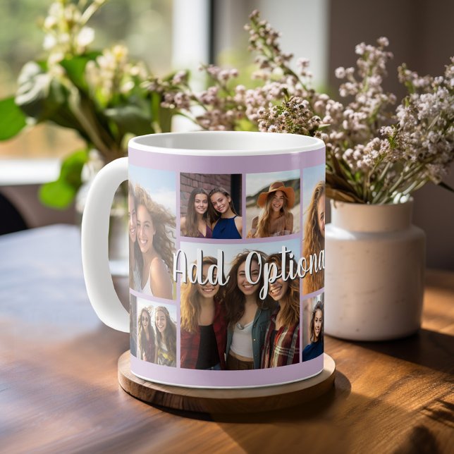 Caneca De Café 6 Colagem de Fotos Texto Opcional — CAN Edit Color (Personalized Coffee Mug)