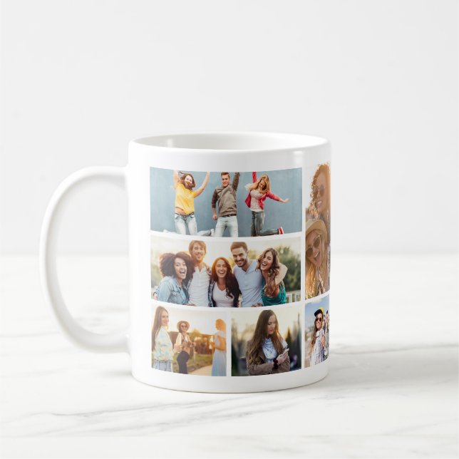 Caneca De Café 6 Modelo de Colagem de Fotografias Personalizar (Esquerda)