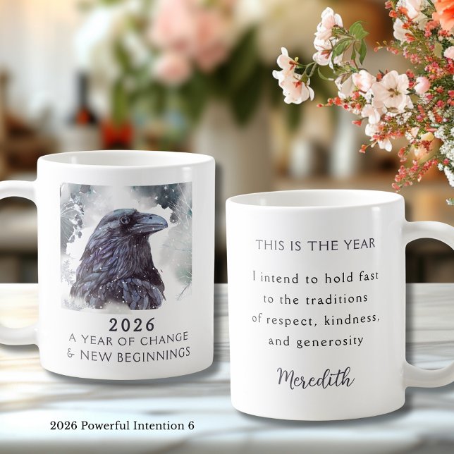 Caneca De Café 6. Raven 2026 Year of Change Powerful Intention (Raven 2026 Year of Change and New Beginnings Powerful Intention 6 Coffee Mug)