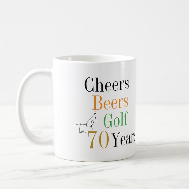 Caneca De Café 70 Birthday Golf Anima Cervejas Minimamente (Esquerda)