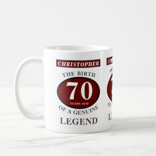 Caneca De Café 70 Birthday Red Genuine Legend Adicione seu nome