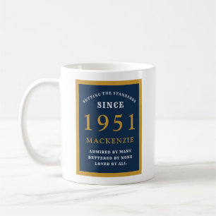 Caneca De Café 70 Personalizado Aniversário 1951 Elegante Azul Do
