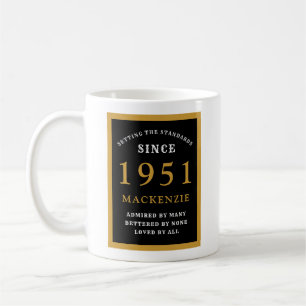 Caneca De Café 70 personalizado Aniversário 1951 negro elegante D