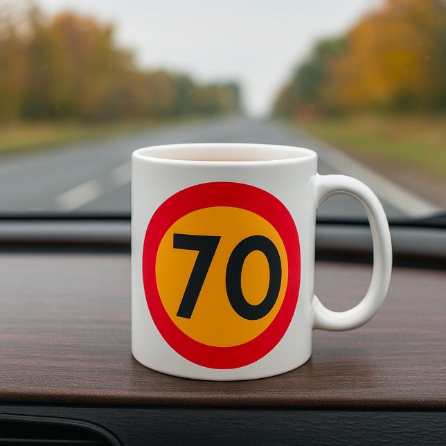 Caneca De Café 70 Sinal de velocidade-limite de circulação rodovi (Criador carregado)