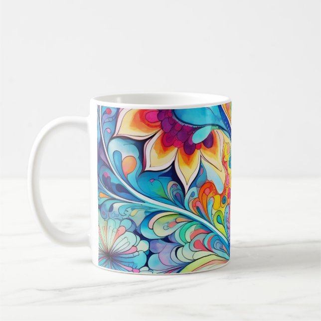Caneca De Café 70s 60s Psychedelic Hippy Retro Hip (Esquerda)