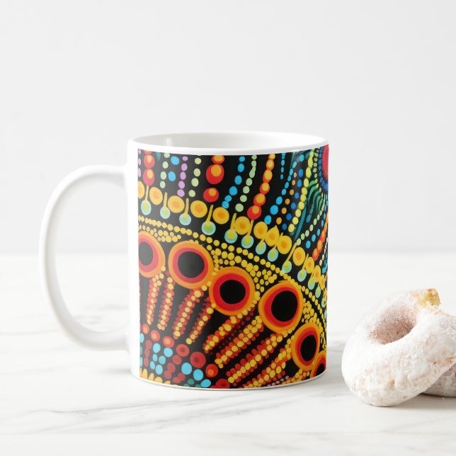 Caneca De Café 70s 60s Psychedelic Hippy Retro Hip (Com Donut)