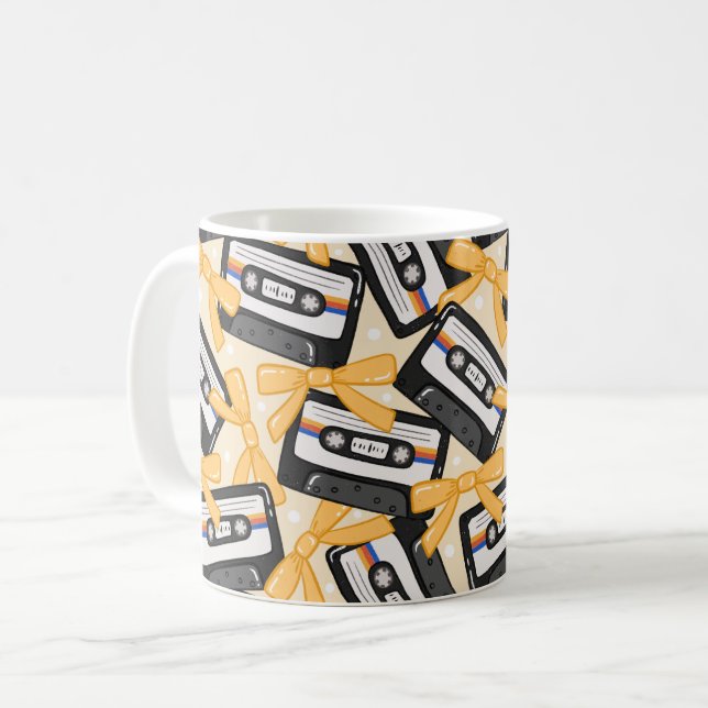 Caneca De Café 70s 80s 90s Retro Cassette Tape Music (Frente Esquerda)