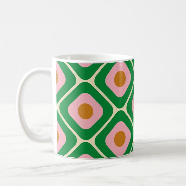 Caneca De Café 70's Retro Seamless Pattern. 60s and 70s Aesthetic (Esquerda)