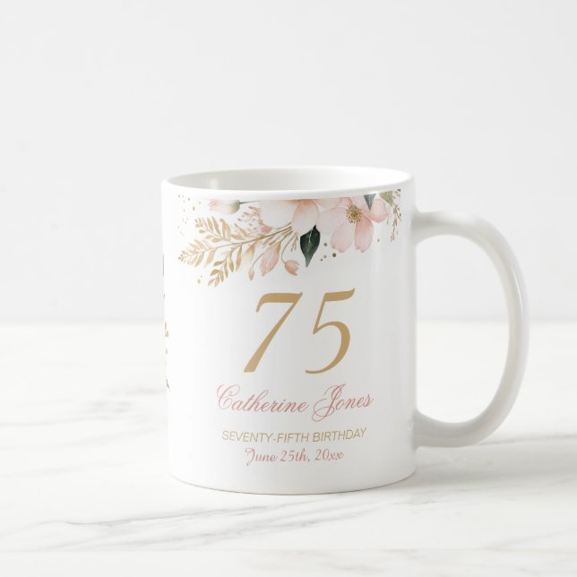 Caneca De Café 75º aniversário da avó personalizada elegante (Direita)