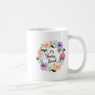 Caneca De Café 75 Anos Amados Aniversário de 75 anos Floral 75 An