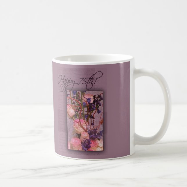 Caneca De Café 75th aniversário feliz - personalizado (Direita)