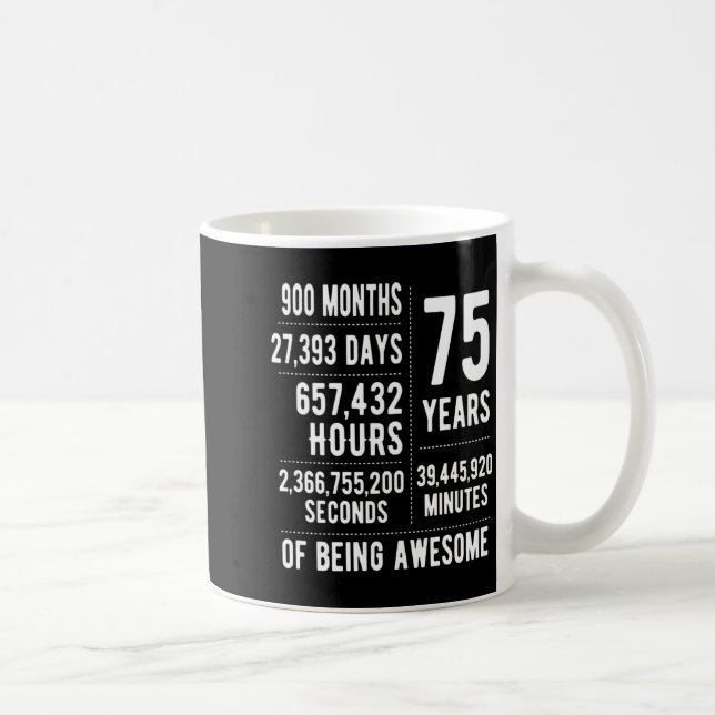 Caneca De Café 75th Birthday Men Women Funny 75 Years Old  (Direita)