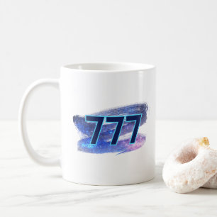 Caneca De Café 777 Número do anjo Manifestação Azul Escuro