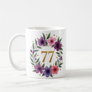 Caneca De Café 77.º Aniversário da Mug - Fraqueza Floral com Núme