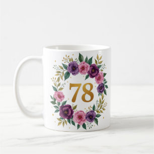 Caneca De Café 78.º Aniversário da Mug - Fraqueza Floral com Núme