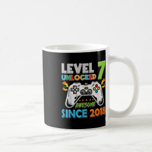 Caneca De Café 7 Birthday Boy Nível 7 Desbloqueado Incrível Desde