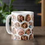 Caneca De Café 7 Colagem de Fotos - padrão de hexágono funky<br><div class="desc">Colagem de fotos com padrão de mel engraçado. Fotos quadradas funcionam melhor com este modelo. Adicione seus fotos favoritos a este modelo divertido. Você pode usar fotos quadradas ou quaisquer fotos para esta grade.</div>