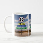 Caneca De Café 80 Birthday Engraçado Trilha Sinais Adicione Seu N<br><div class="desc">Uma viagem engraçada assina caneca para aqueles que celebram um 80. Inspirado por sinais de estrada,  desenhados para erguer um riso. Adicione facilmente o nome necessário ao sinal verde usando o modelo fornecido.</div>