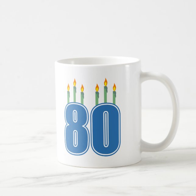 Caneca De Café 80 velas do aniversário (azul/verde) (Direita)