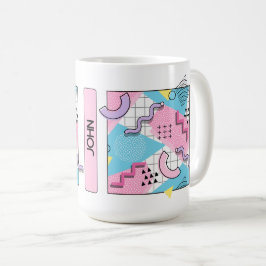 Caneca De Café 80's Memphis Active Pink Light Blue