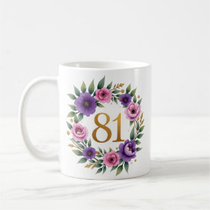 Caneca De Café 81rua Aniversário da Mug - Coroa Floral com Número