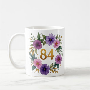 Caneca De Café 84.º Aniversário da Mug - Fraqueza Floral com Núme