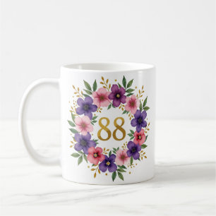 Caneca De Café 88.º Aniversário da Mug - Fraqueza Floral com Núme