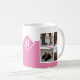 Caneca De Café 8 Colagem de Fotografias Instagram Monograma Rosa