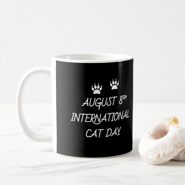 Caneca De Café 8 de agosto Dia Internacional da Gata (Com Donut)
