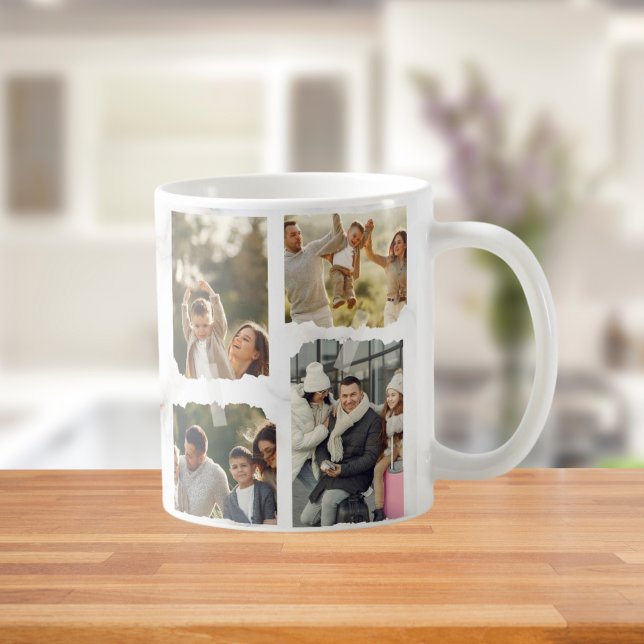 Caneca De Café 8 Foto: Moderna Elegante Collage Family Love C (Criador carregado)