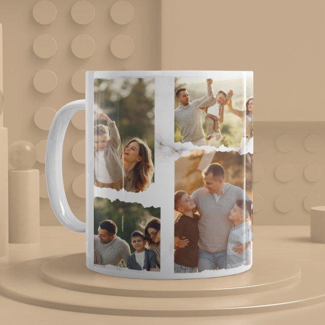 Caneca De Café 8 Foto: Moderna Elegante Collage Family Love C (Criador carregado)