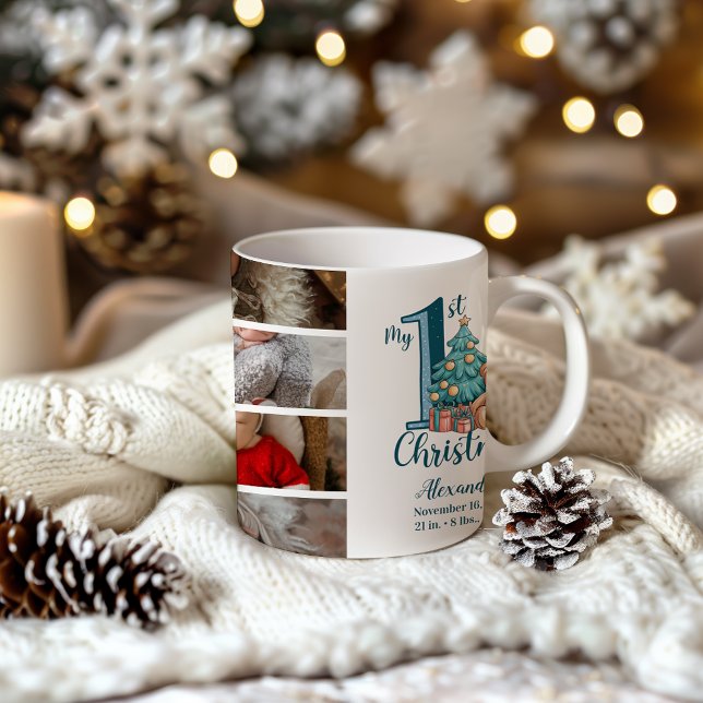 Caneca De Café 8 Foto Urso Azul Bebê 1º Natal (Criador carregado)