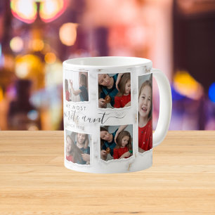 Caneca De Café 8 Oito Colagem de Fotos Tia Moderna Família Elegan