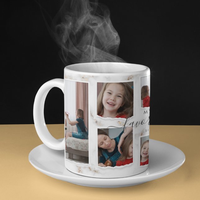 Caneca De Café 8 Oito Pessoas com Colagem de Fotografias, Tia Mod (Criador carregado)