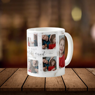 Caneca De Café 8 Oito Pessoas com Colagem de Fotografias, Tia Mod