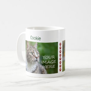 Caneca De Café 8 Pegadas de Pata 2 Fotos de Gatos Nomes Pet Moder