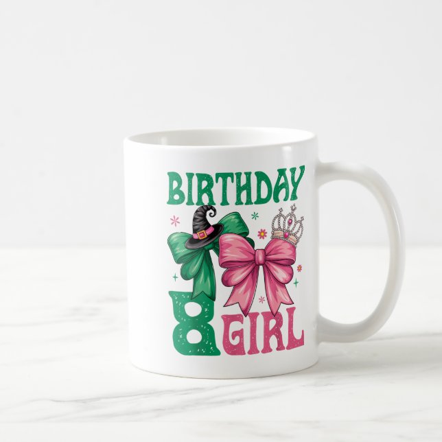 Caneca De Café 8th Birthday Girl Witch Nk Green 8 Year Old Birthd (Direita)