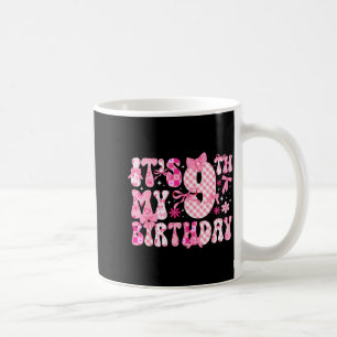 Caneca De Café 9º Aniversário Temático Coquette Menina de Nove An