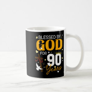 Caneca De Café 90 Aniversário Abençoado Por Deus Para 90 Anos De
