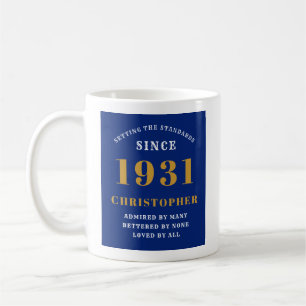 Caneca De Café 90 Birthday Standards Nascer 1931 Adicione Seu Nom