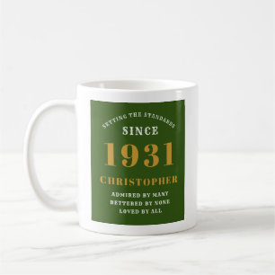 Caneca De Café 90 de Aniversário de 1931 Elegante Verde-Chic Per