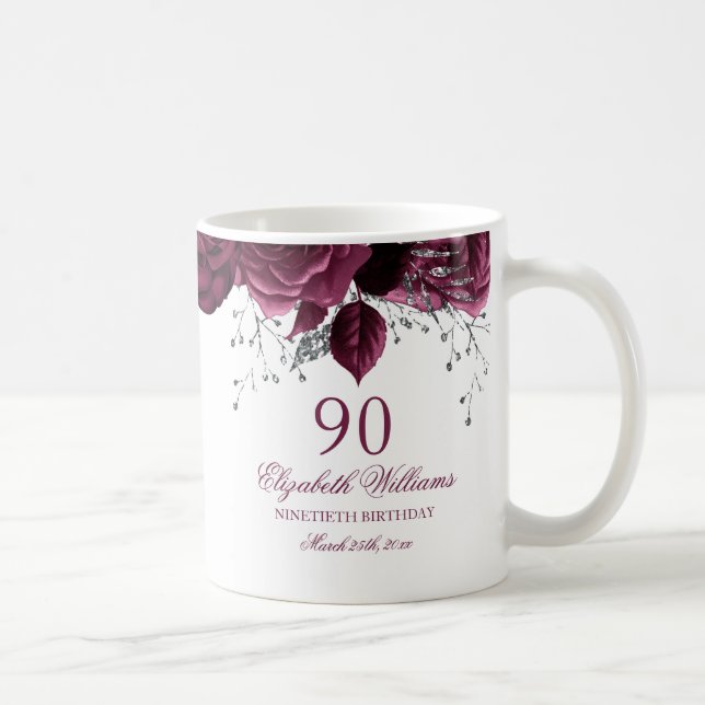 Caneca De Café 90 de Burgundy Floral, Dourado Burgundy (Direita)