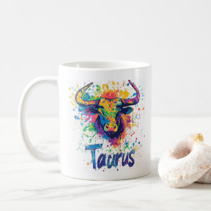 Caneca De Café "90 Throwback Taurus: Splatter Paint Mug"
