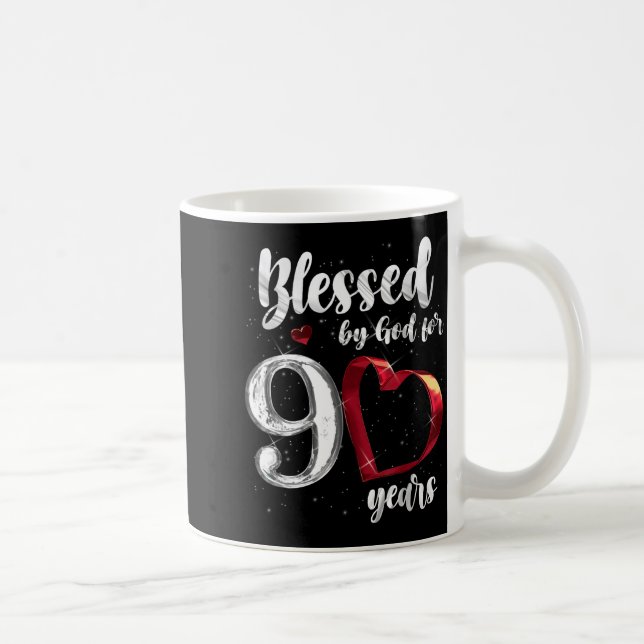 Caneca De Café 90th Birthday Blessed By God For 90 Years Birthday (Direita)
