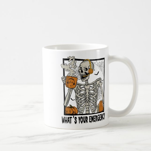 Caneca De Café 911 Dispatcher Halloween Skeleton What Your Emerge (Direita)