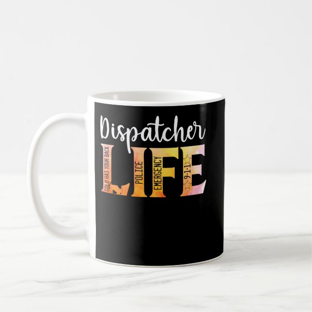 Caneca De Café 911 Police Emergency Dispatcher Life Gold (Esquerda)