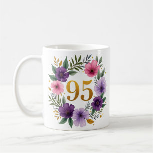 Caneca De Café 95.º Aniversário da Mug - Fraqueza Floral com Núme