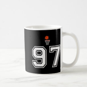 Caneca De Café 97 Números de Estilo de Basquete Vintage Branco